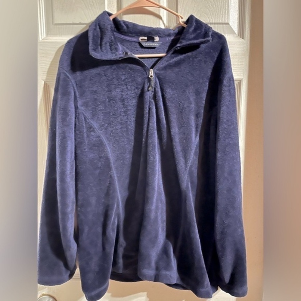 Land's End Navy Blue Fleece Quarter Zip‎ Pullover Size 1X